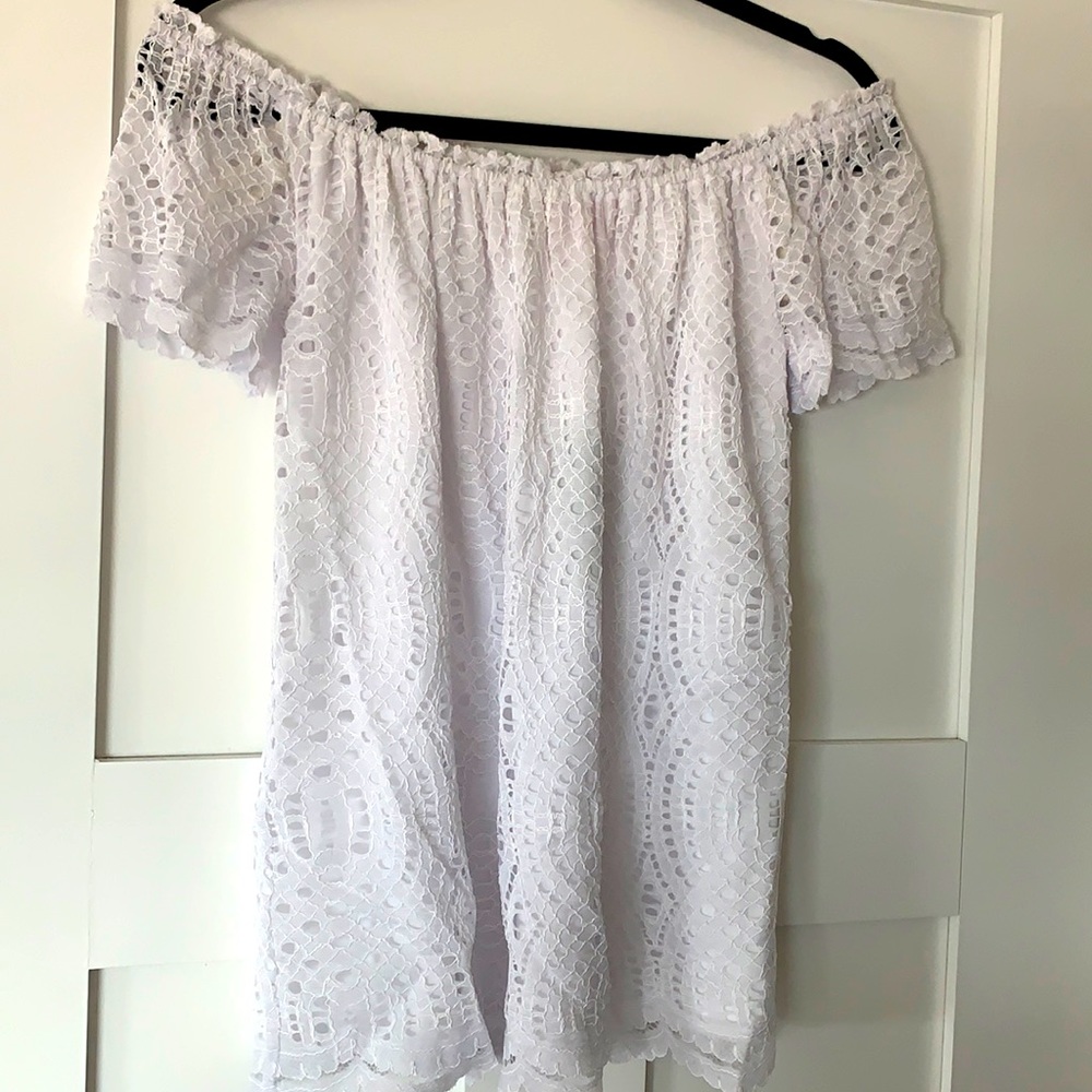 Lilly white nwt lace off shoulder top